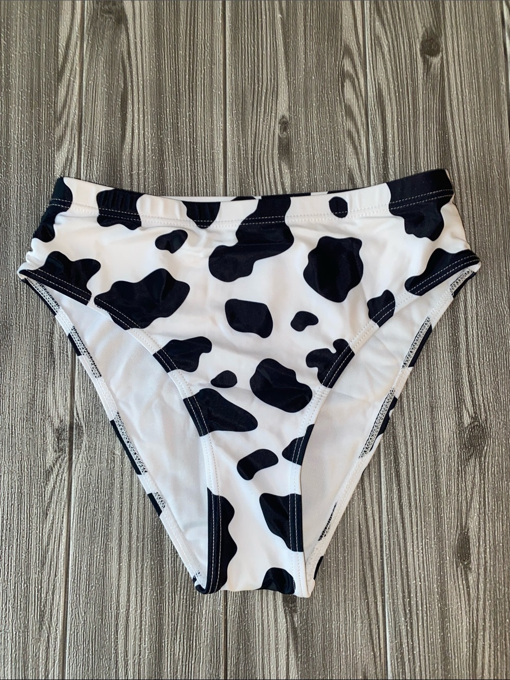 Cow Print High-Waist Bikini Bottoms - Black & White NWOT